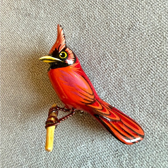 Takahashi Cardinal Bird Brooch - Picture 1 of 8